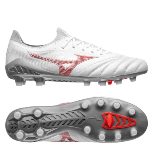 Mizuno Morelia Neo III Made in Japan FG Robotic - White/Fiery Coral